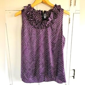 Purple ruffled sleeveless blouse Size L